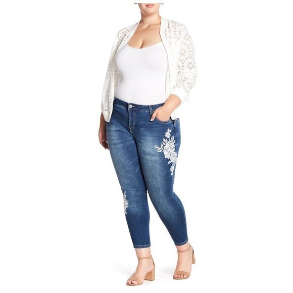 Kut From The Kloth Womens High Rise Embroidered Skinny Jeans Plus Sz 24W New - Picture 1 of 13